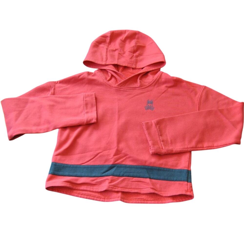Psycho Bunny Red w/ Black Stripe Crop Top Hoodie Small